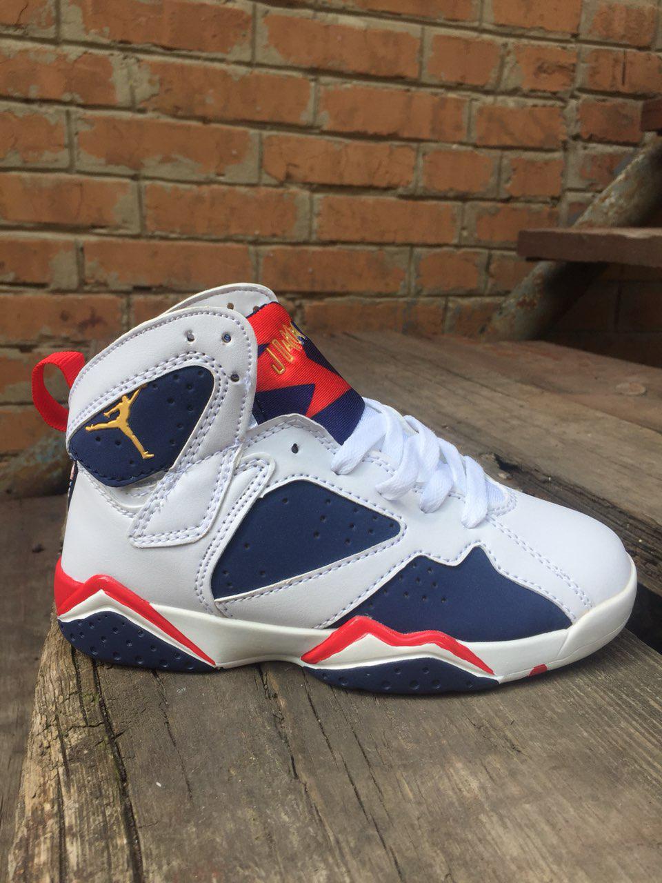 Дитячі кросівки Air Jordan 7 Retro White Blue Red