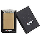 Запальничка бензинова Zippo 204 B Brushed Brass (Матова латунь)., фото 5