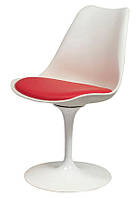 Стул поворотный Тюльпан (Tulip chair) белый пластик, красная подушка, дизайн Eero Saarinen