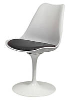 Стул поворотный Тюльпан белый с черной подушкой, Tulip chair Eero Saarinen