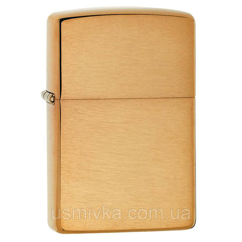 Запальничка бензинова Zippo 204 B Brushed Brass (Матова латунь)., фото 1