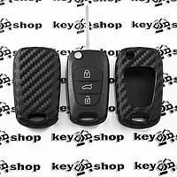 Чехол (силиконовый, под карбон) для выкидного ключа Hyundai (Хундай)