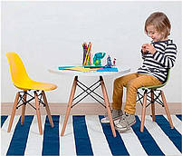 Стілець дитячий Тауер Вaby Eames DSW kids пластиковий жовтий, ніжки дерево бук, фото 7