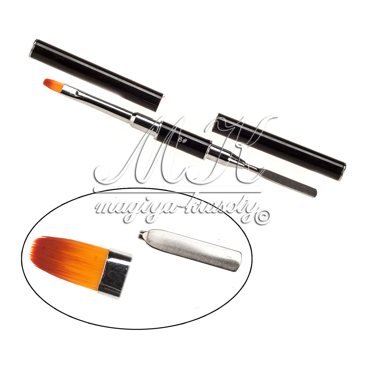 Пензель-шпатель для полігелю, двостороння, овальний ворс (розміри в асортименті) No 8