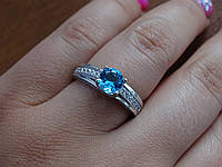 Серебряное кольцо с голубым камнем, фото 1