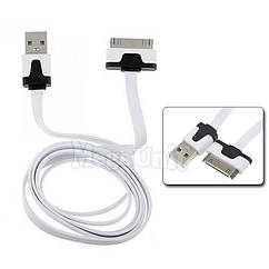 Плоский USB кабель iPad 1 / 2 / 3, iPhone 3 / 4 білий