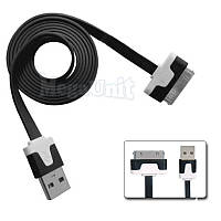 Плоский USB кабель iPad 1 / 2 / 3, iPhone 3 / 4 черный