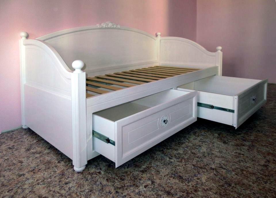 Ліжко дерев'яне дитяче з ящиками в стилі прованс Шато РКБ-Меблі, колір на вибір