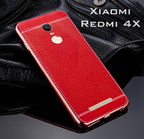 Захисний бампер, накладка для Xiaomi Redmi 4X, колір червоний/золотистий