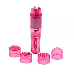 Вібромасажер із насадками THE ULTIMATE MINI-MASSAGER pink, 11х2,5 см.