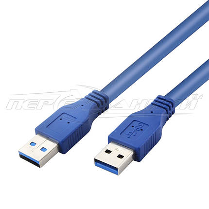 Кабель USB 3.0 AM — AM, 0.6 м, синій, фото 2