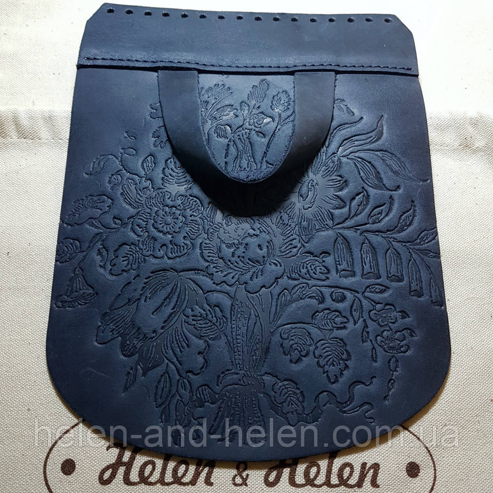 Клапан для рюкзака синього кольору "Квіти", фото 1