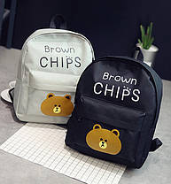 Великий тканинний рюкзак для школи з ведмедиком Brown Chips, фото 2