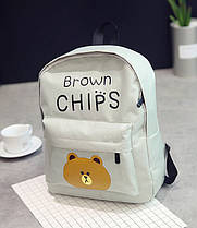 Великий тканинний рюкзак для школи з ведмедиком Brown Chips, фото 3