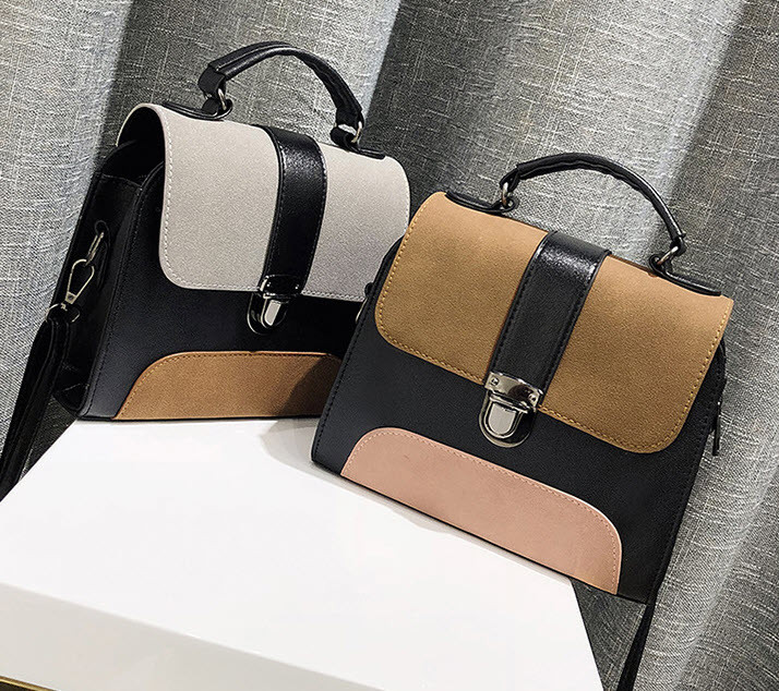 Модна сумка скриня з замшевими вставками