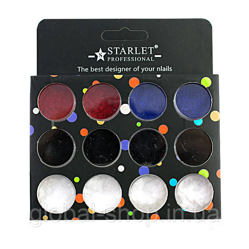 Оксамитова пудра для дизайну нігтів starlet professional, 12 кольорів