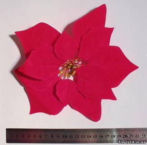 Квітка "Різдвяна зірка" (Пуансетія), велюр, 20 див.