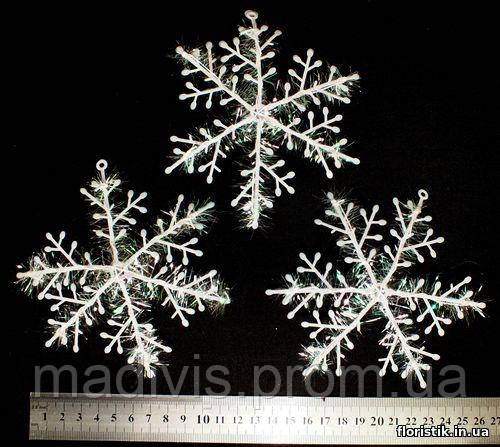 Сніжинки м'який пластик із ворсом, 130 мм., фото 1