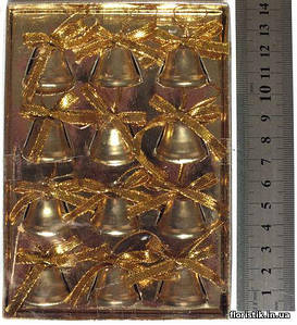 Набір дзвіночків, метал, золото, 12 шт., 2,3 х 2 см.
