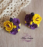 Великі сережки з квітами "Сонячний фіолет"., фото 3