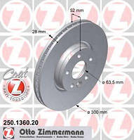 Тормозной диск ZIMMERMANN 250136020 на LAND ROVER LR2 FREELANDER FORD GALAXY S-MAX VOLVO S60 V60 S80 V70 XC70