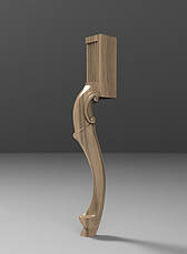 Масивна різальна нога для стола з дерева. Форма кабріоль із квадратною основою. Ясен. 760 мм, фото 2