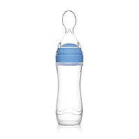 Бутылочка для кормления SUNROZ силиконовая с ложечкой и колпаком 120 мл Голубой (SUN1390)