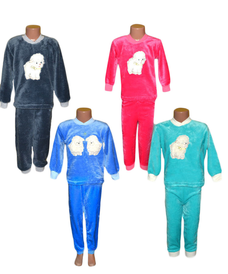 Пижама махровая детская с вышивкой 01229 Микс вельсофт - фото 3 - id-p392766089