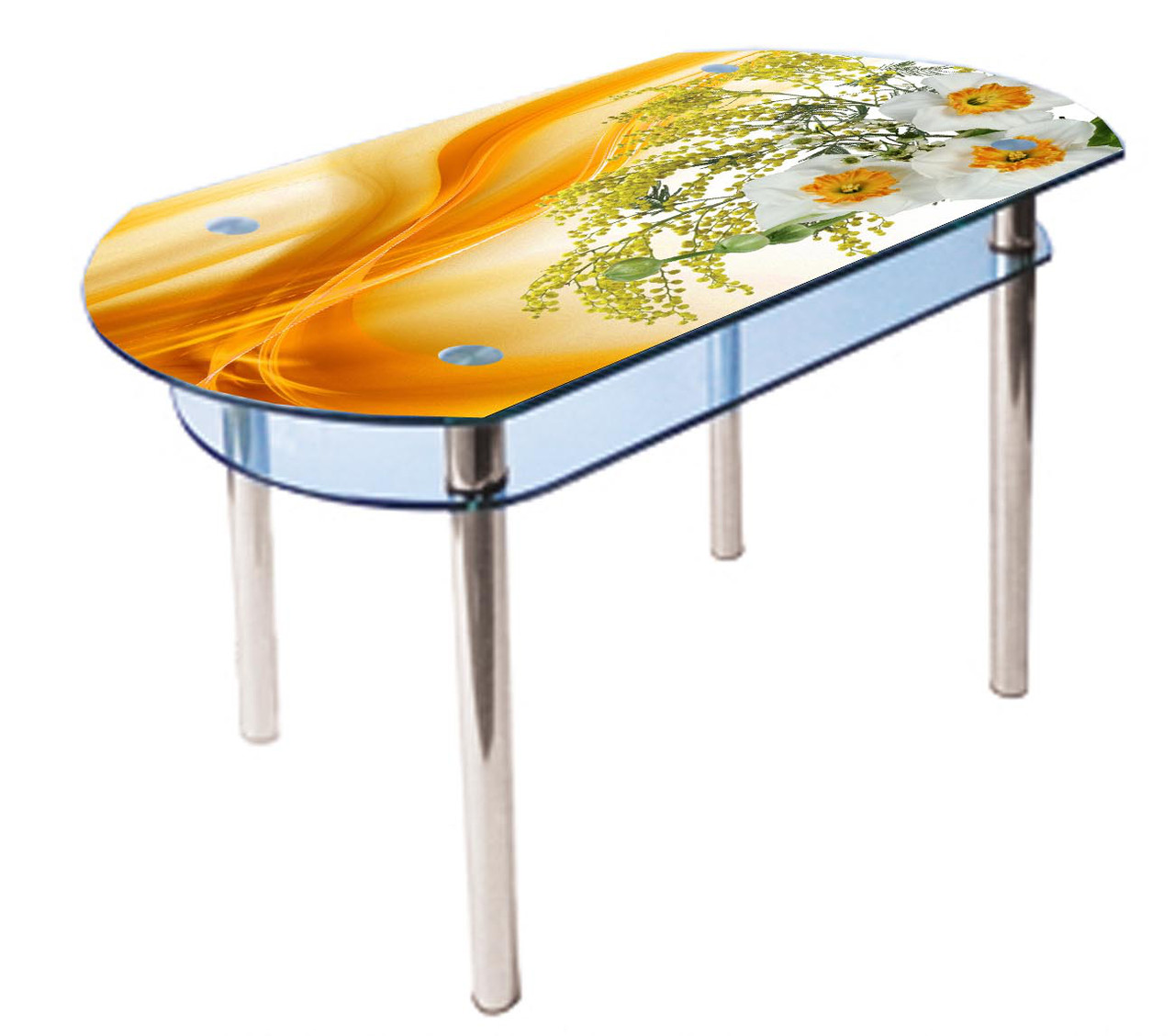 Стіл обідній КС-5 ніжки хром 90х60 стільниця скляний фотодрук №34 (Антонік ТМ)