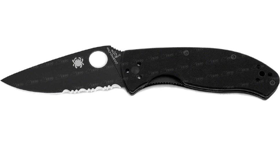 Ніж Spyderco Tenacious Black Напівсерейтор
