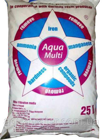 СорбентAquaMulti(25літрів)—фільтрувальнийматеріалдлявидаленнязаліза,жорсткості,марганцю,аміаку