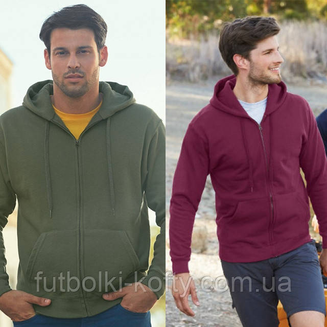 Толстовка чоловіча з капюшоном класична на замку Fruit Of The Loom 62-062-0, фото 1