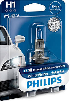 Галогенна лампа Philips H1 WhiteVision 12V 12258WHVB1 (1шт.)