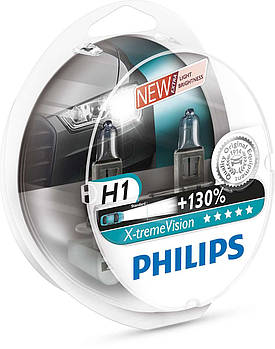 Галогенна лампа Philips X-tremeVision +130% H1 12V 12258XVS2 (2шт.)