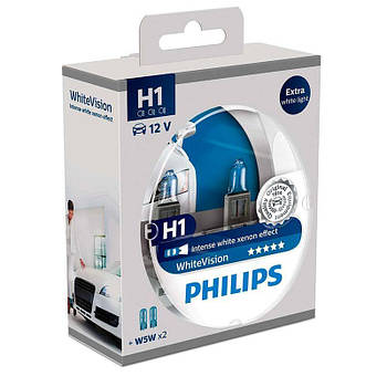 Галогенна лампа Philips WhiteVision H1 12V 12258WHVSM (2шт.)