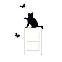 Вінілова Наклейка "Кіт з метеликами" - 15*11см