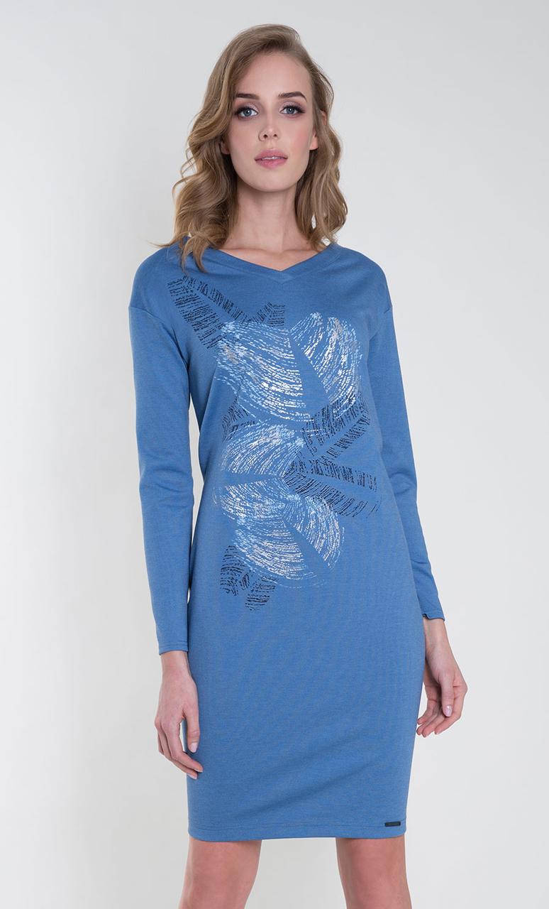 Жіноче трикотажне плаття джинсового кольору. Модель Gerda Zaps