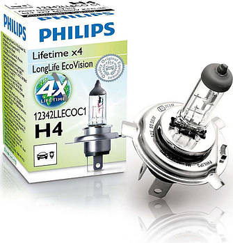 Галогенна лампа Philips LongLife EcoVision H4 12V 12342LLECOC1 (1шт.)