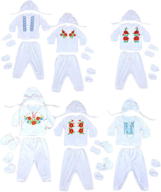 Комплект хрестовий із вишивкою, 5 предметів, кулір, р.р.18-26