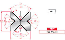 Матрица 4V DIE 2067 60x60mm V=16-22-35-50/85°L=805 секц.