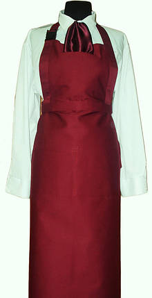 Переднік Atteks довгий кухарський бордовий з нагрудником і карабіном — 00303, фото 1