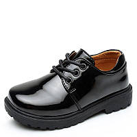 Туфли школьные для мальчика, черные, лаковые, размер 33-35, ТШ 013