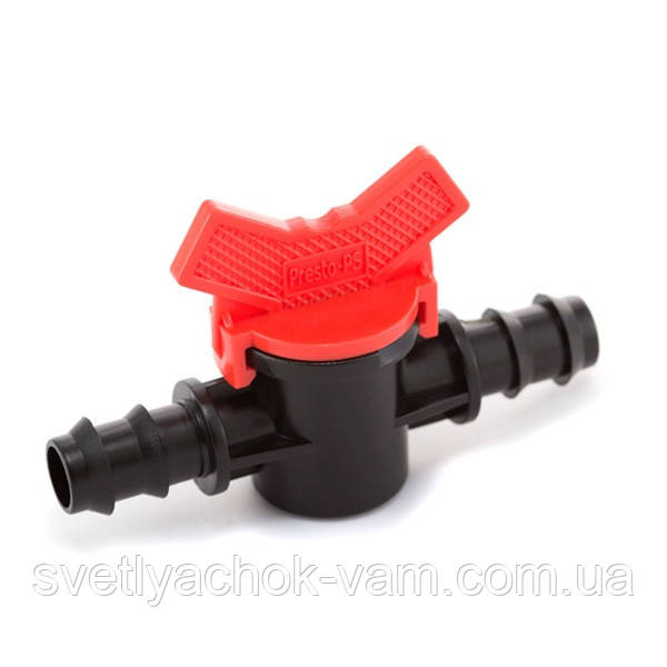 Кран кульовий прохідний MV-012016 для трубки 16 і 20 мм створення комбінованих систем крапельного поливу