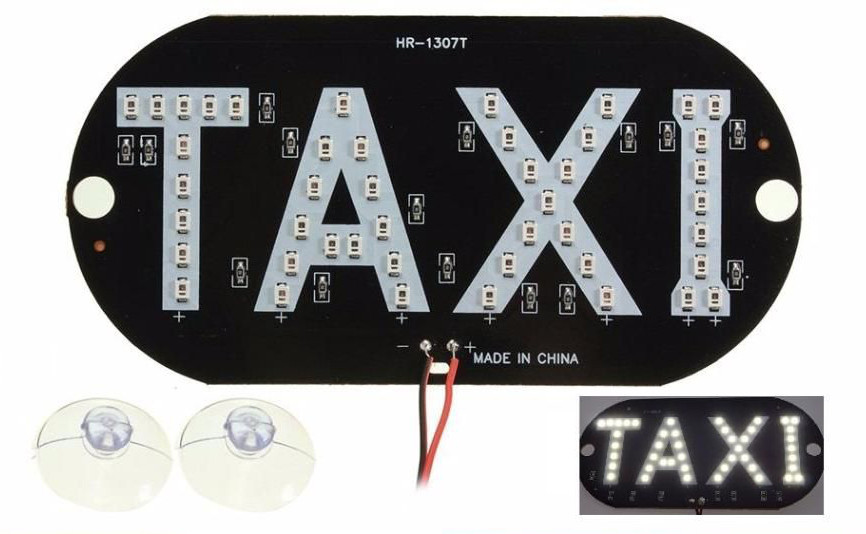 Автомобільне LED табло табличка Таксі 12 В біле (000244)