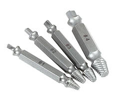 Екстрактор гвинтів шурупів саморізів набір 4 шт (001022)