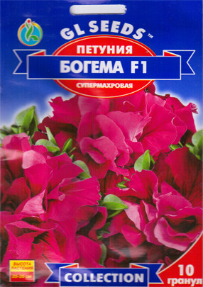 Петунія Богема F1 ошатна супермахрова темно-малинова з великими квітками, паковання 5 гранул