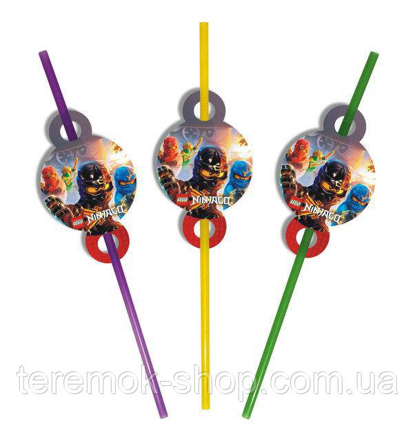 Трубочки коктейльні одноразові дитячі для напоїв із малюнком Ніндзяго 8 шт., фото 1