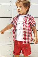 Рубашка для мальчика с коротким рукавом 3pommes 12023 красный с белым 74-98