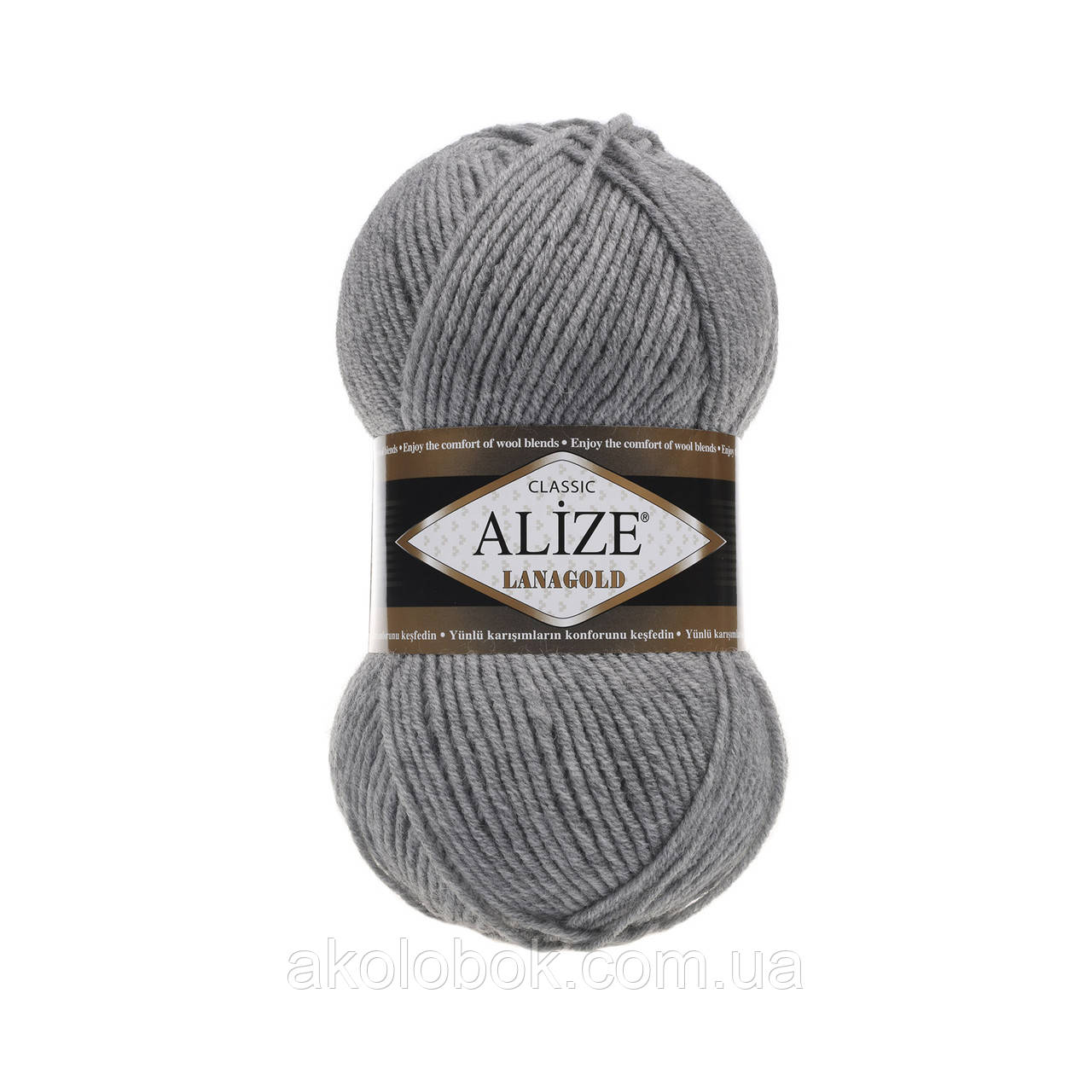 Пряжа для ручного в'язання Alize LANAGOLD (Алізе ланаголд) 21 сірий меланж