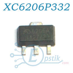 XC6206P332PR (6206A) стабілізатор напруги 3.3 200мА SOT89